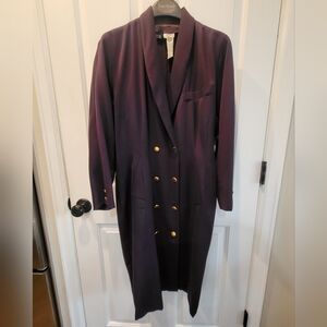 *Vintage 80's* Dejac Paris - Plum dress with gold buttons - Pure Wool - size 10